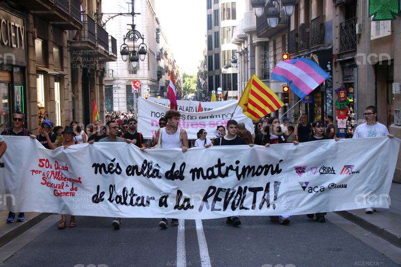 Unes 2.000 persones reivindiquen els drets LGTBI "més enllà del matrimoni" en una manifestació a Barcelona