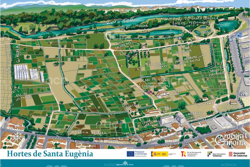 Girona edita un mapa il·lustrat de les hortes de Santa Eugènia amb els principals punts d'interès i la seva localització