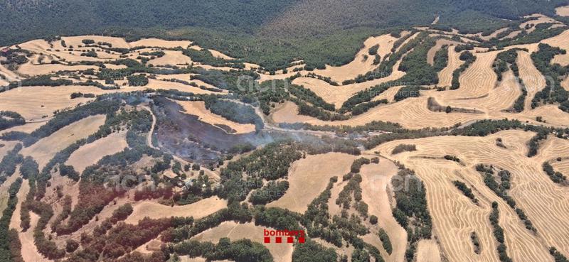 Estabilitzat un incendi de vegetació agrícola i forestal a Pinell de Solsonès