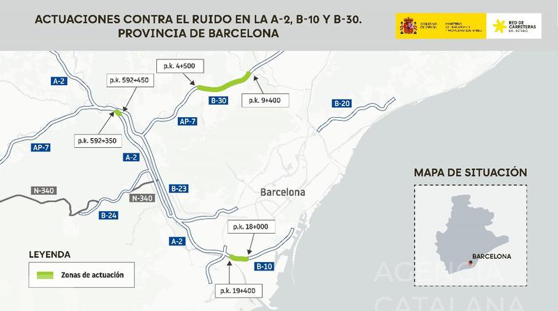 Transports licita per 15 MEUR les obres per reduir l’impacte sonor en 9,2 quilòmetres de l’A-2, la B-10 i la B-30
