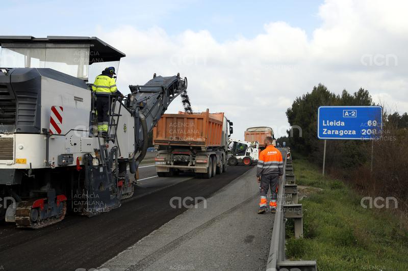 Transports iniciarà dilluns les obres de rehabilitació del ferm de l'A-2 entre Cervera i la Panadella