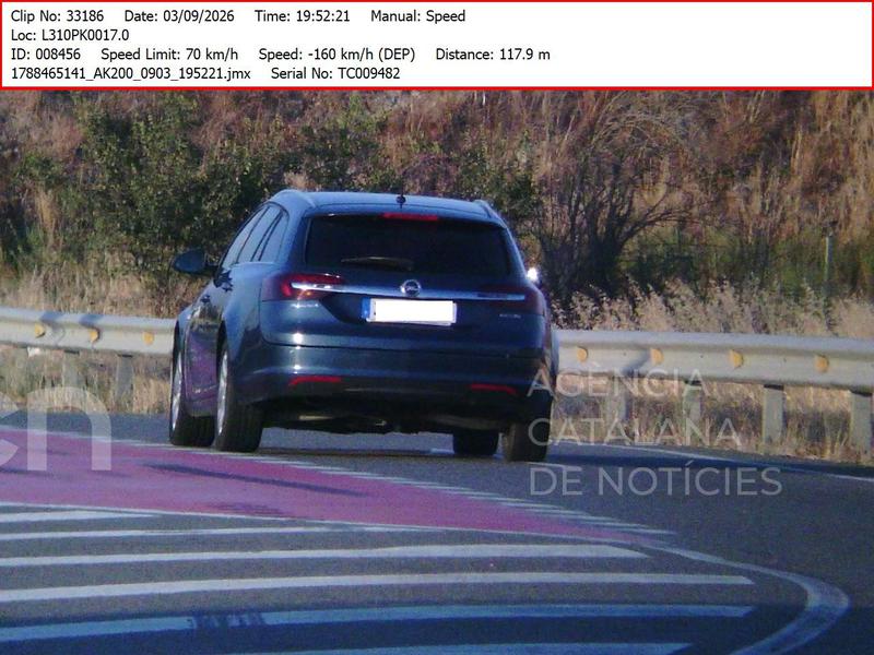 Enxampen un conductor a 170 quilòmetres per hora a la L-310 a Torrefeta i Florejacs